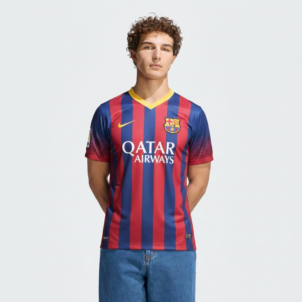Camisa de Futebol Clássica Barcelona 2013/14 I