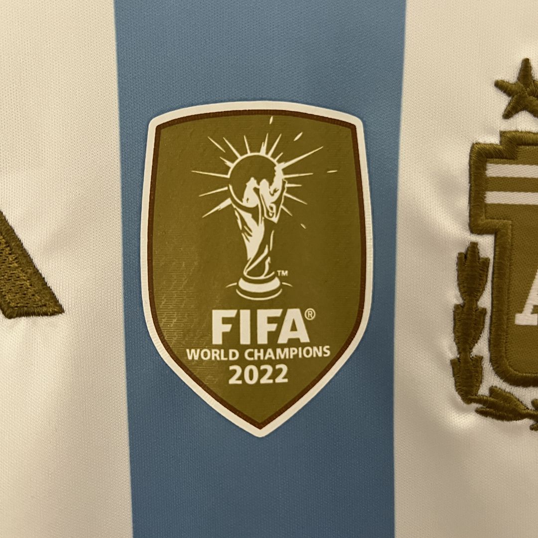 Argentina Casa Conjunto Juvenil 2024 - Patch Fifa Campeões do Mundo 2022