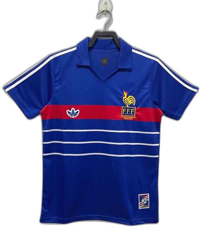 França 1984 I Casa Camisa de Futebol - Versão Clássica
