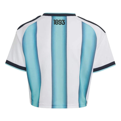 2026 Argentina Feminina' Casa Cropped Camisa de Futebol - Copa do Mundo 2026