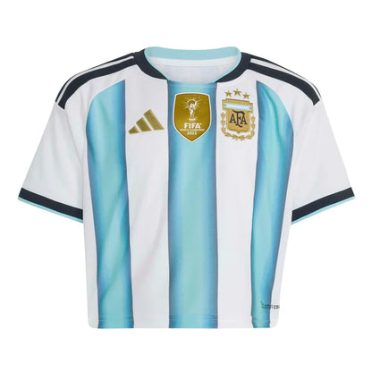 2026 Argentina Feminina' Casa Cropped Camisa de Futebol - Copa do Mundo 2026