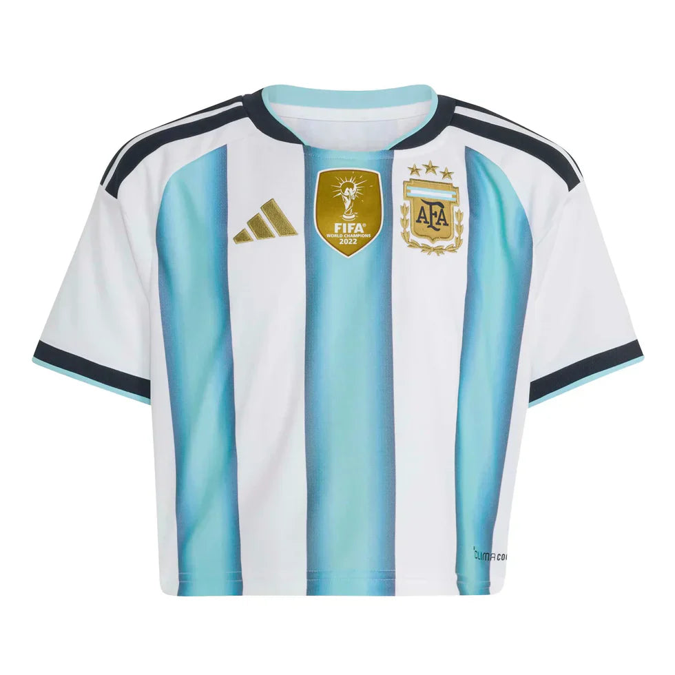 2026 Argentina Feminina' Casa Cropped Camisa de Futebol - Copa do Mundo 2026
