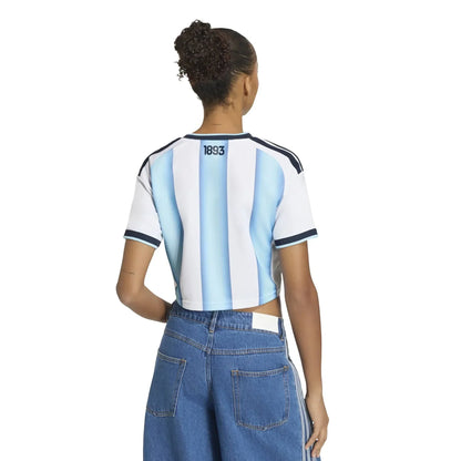 2026 Argentina Feminina' Casa Cropped Camisa de Futebol - Copa do Mundo 2026