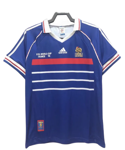 França 1998 I Casa Camisa de Futebol - Edição Vintage