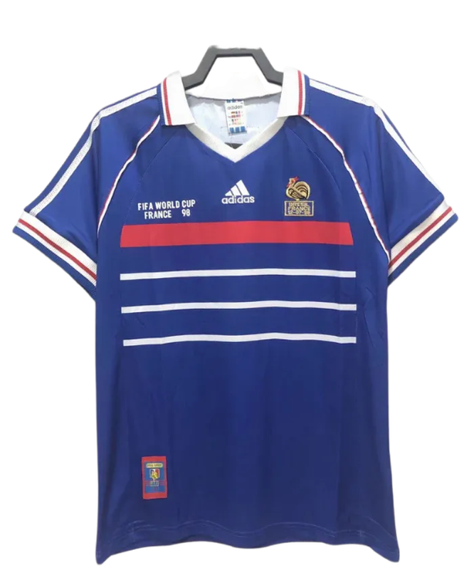 França 1998 I Casa Camisa de Futebol - Edição Vintage